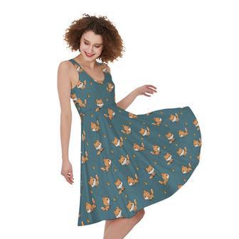 Baby Fox Pattern Print Sleeveless Knee Length Dress | Newhawaiianshirts AU