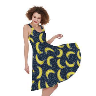 Banana Fruit Pattern Print Sleeveless Knee Length Dress | Newhawaiianshirts CA