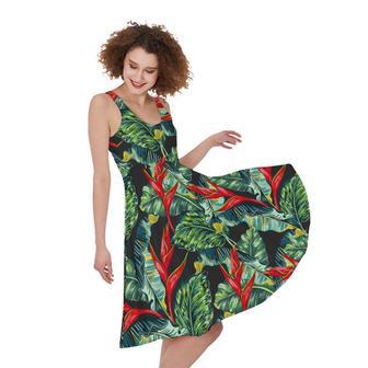 Banana Leaf Hawaiian Pattern Print Sleeveless Knee Length Dress | Newhawaiianshirts DE