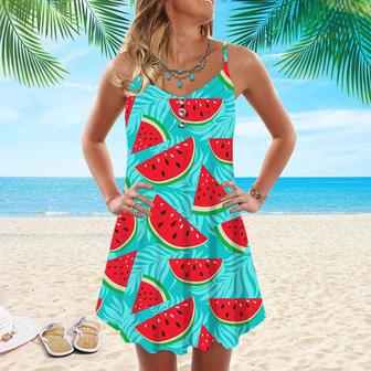 Be As Cool As Watermelon Spaghetti Strap Summer Dress | Newhawaiianshirts UK