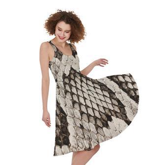 Beige Snakeskin Print Sleeveless Knee Length Dress | Newhawaiianshirts AU