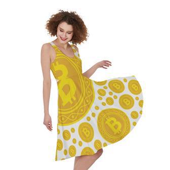 Bitcoin Crypto Pattern Print Sleeveless Knee Length Dress | Newhawaiianshirts DE