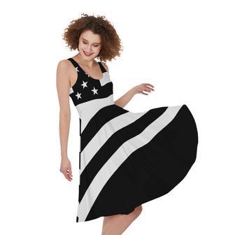 Black American Flag Print Sleeveless Knee Length Dress | Newhawaiianshirts AU