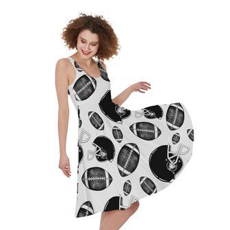 Black And White American Football Print Sleeveless Knee Length Dress | Newhawaiianshirts AU