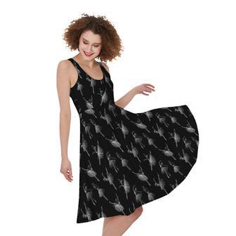 Black And White Ballet Pattern Print Sleeveless Knee Length Dress | Newhawaiianshirts