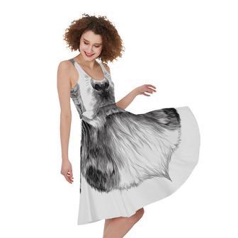 Black And White Drawing Beagle Print Sleeveless Knee Length Dress | Newhawaiianshirts DE