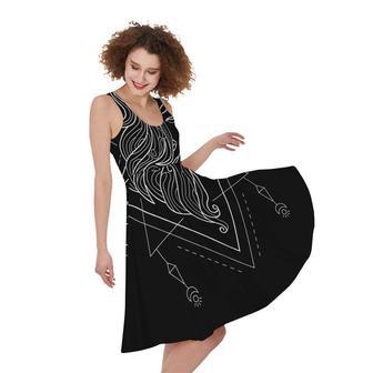 Black And White Virgo Sign Print Sleeveless Knee Length Dress | Newhawaiianshirts DE