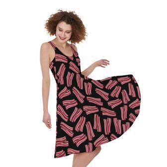 Black Bacon Pattern Print Sleeveless Knee Length Dress | Newhawaiianshirts AU