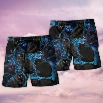 Black Cat Midnight In Jungle Beach Short | Newhawaiianshirts AU