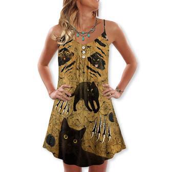 Black Cat Put Your Paws Up Cool - V-Neck Sleeveless Cami Dress | Newhawaiianshirts AU