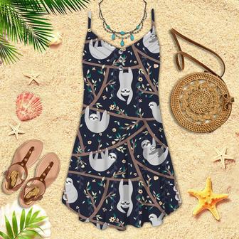 Black Lazy Sloth Spaghetti Strap Summer Dress | Newhawaiianshirts UK