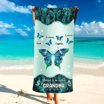 Blessed Grandma Butterfly Personalized Beach Towels Perfect Summer Gift | Newhawaiianshirts