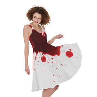 Blood Splashed Print Sleeveless Knee Length Dress | Newhawaiianshirts DE