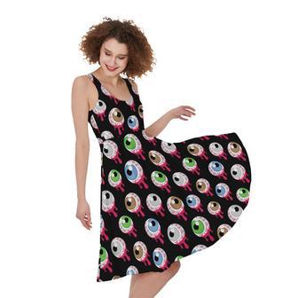 Bloody Eyeball Pattern Print Sleeveless Knee Length Dress | Newhawaiianshirts DE