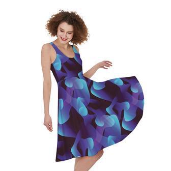 Blue Abstract Spirit Print Sleeveless Knee Length Dress | Newhawaiianshirts AU