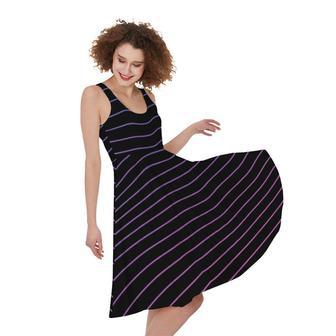 Blue And Purple EDM Wave Print Sleeveless Knee Length Dress | Newhawaiianshirts DE