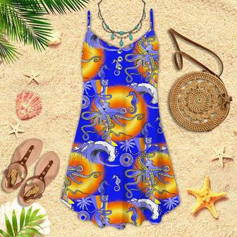 Blue Octopus Spaghetti Strap Summer Dress | Newhawaiianshirts UK