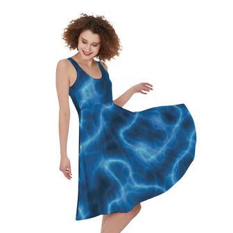 Blue Plasma Print Sleeveless Knee Length Dress | Newhawaiianshirts UK