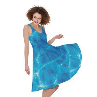 Blue Water Surface Print Sleeveless Knee Length Dress | Newhawaiianshirts UK