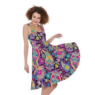 Bohemian Paisley Pattern Print Sleeveless Knee Length Dress | Newhawaiianshirts CA