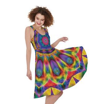 Boho Kaleidoscope Print Sleeveless Knee Length Dress | Newhawaiianshirts DE