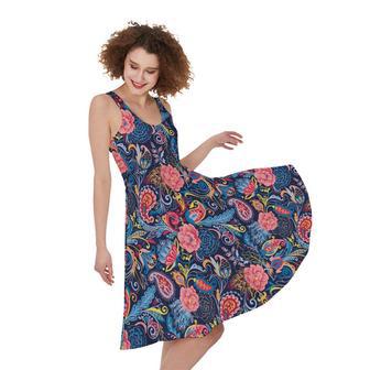 Boho Paisley Pattern Print Sleeveless Knee Length Dress | Newhawaiianshirts UK