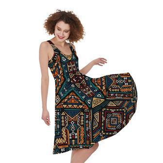 Boho Tribal Aztec Pattern Print Sleeveless Knee Length Dress | Newhawaiianshirts