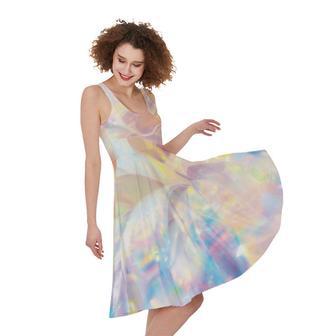 Bright Holographic Print Sleeveless Knee Length Dress | Newhawaiianshirts CA