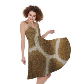 Brown Giraffe Print Sleeveless Knee Length Dress | Newhawaiianshirts AU