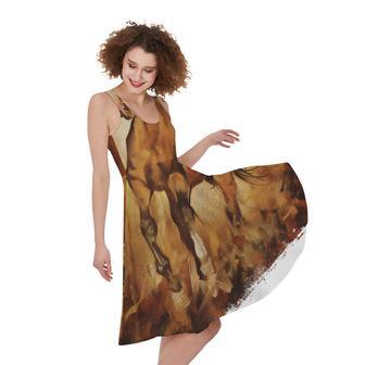 Brown Horse Painting Print Sleeveless Knee Length Dress | Newhawaiianshirts UK