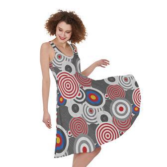 Bullseye Target Pattern Print Sleeveless Knee Length Dress | Newhawaiianshirts