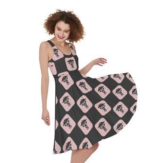 Caduceus Pattern Print Sleeveless Knee Length Dress | Newhawaiianshirts AU