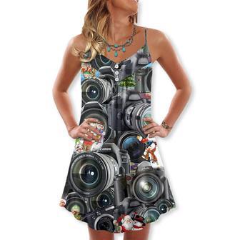 Camera Art Merry Christmas - V-Neck Sleeveless Cami Dress | Newhawaiianshirts DE