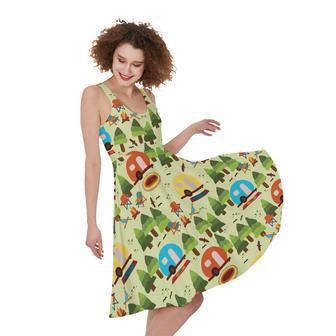 Camping Picnic Pattern Print Sleeveless Knee Length Dress | Newhawaiianshirts CA