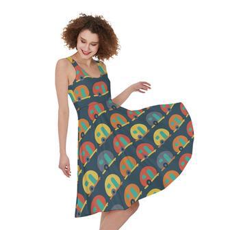 Camping Van Pattern Print Sleeveless Knee Length Dress | Newhawaiianshirts UK