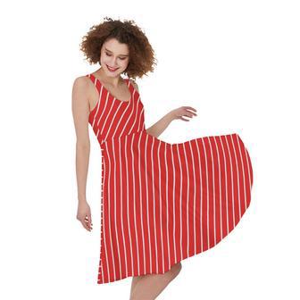 Candy Cane Striped Pattern Print Sleeveless Knee Length Dress | Newhawaiianshirts