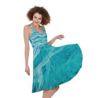 Caribbean Ocean Print Sleeveless Knee Length Dress | Newhawaiianshirts AU