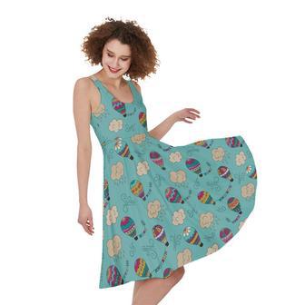 Cartoon Air Balloon Pattern Print Sleeveless Knee Length Dress | Newhawaiianshirts