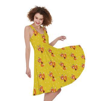 Cartoon Fox Pattern Print Sleeveless Knee Length Dress | Newhawaiianshirts AU