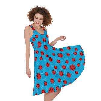 Cartoon Ladybird Pattern Print Sleeveless Knee Length Dress | Newhawaiianshirts AU