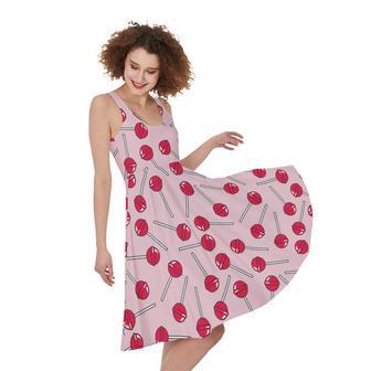 Cartoon Lollipop Pattern Print Sleeveless Knee Length Dress | Newhawaiianshirts