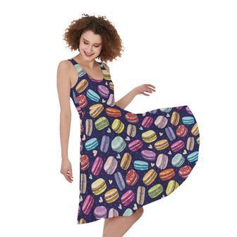 Cartoon Macaron Pattern Print Sleeveless Knee Length Dress | Newhawaiianshirts