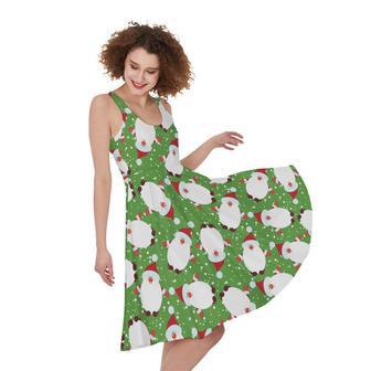 Cartoon Santa Claus Pattern Print Sleeveless Knee Length Dress | Newhawaiianshirts AU