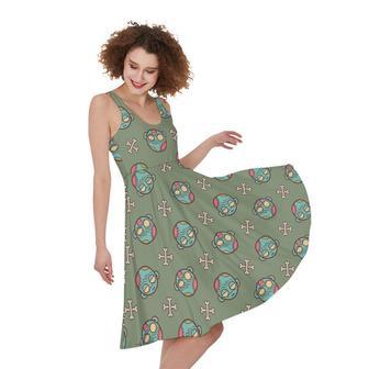 Cartoon Zombie Pattern Print Sleeveless Knee Length Dress | Newhawaiianshirts DE