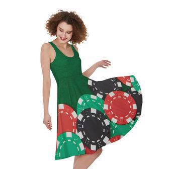 Casino Poker Chips Print Sleeveless Knee Length Dress | Newhawaiianshirts UK