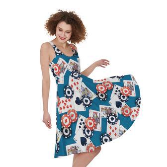 Casino Poker Pattern Print Sleeveless Knee Length Dress | Newhawaiianshirts CA