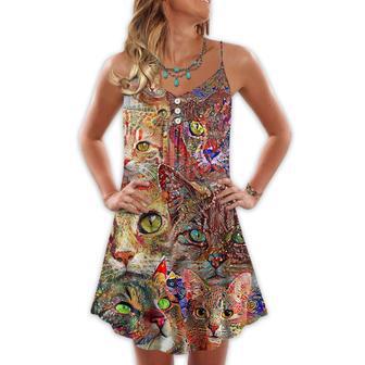 Cat Art Lover Cat Colorful - V-Neck Sleeveless Cami Dress | Newhawaiianshirts