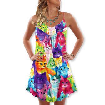 Cat Colorful Little Cute Kitten Happy Life - V-Neck Sleeveless Cami Dress | Newhawaiianshirts DE