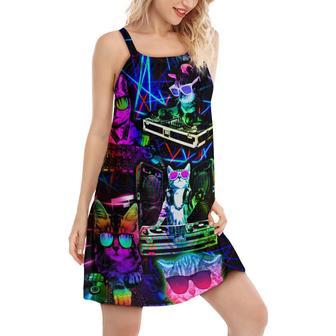 Cat Dj Cool Life - Women's Sleeveless Cami Dress | Newhawaiianshirts CA