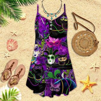 Cats Mardi Gras Carnival Spaghetti Strap Summer Dress | Newhawaiianshirts